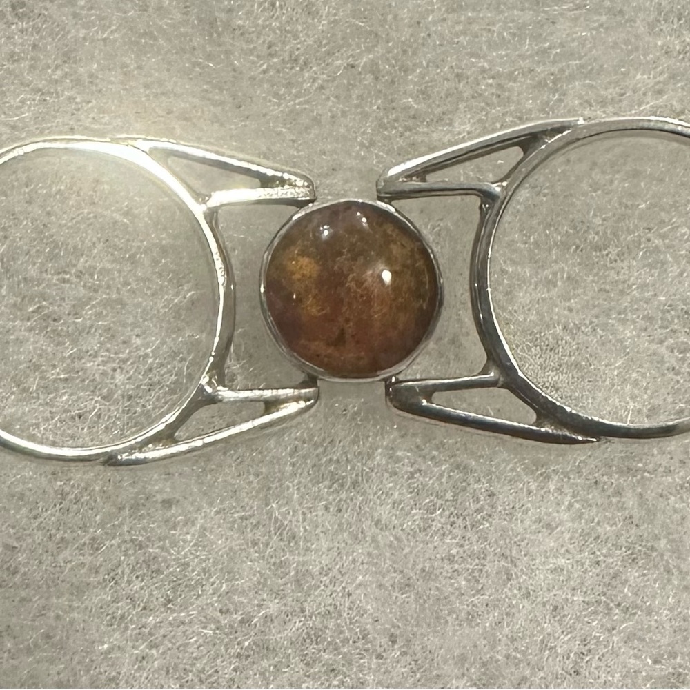 Stylish Amber and Larimar Stone Double “Flip” Ring